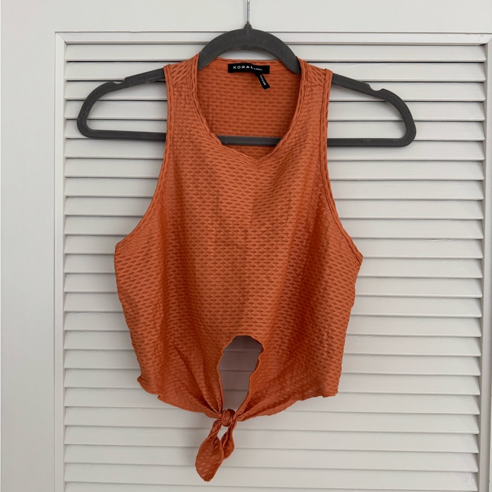 Koral - Mayra Front Tie Muscle Tank - Orange - X-Small